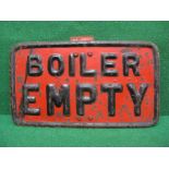 Embossed metal sign Boiler Empty,