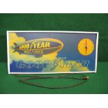 Illuminated sign for Goodyear Belts and Hose featuring the airship and a 12 hour clock,