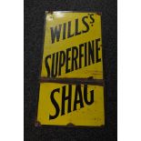 Enamel advertising sign for Wills's Superfine Shag,