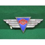 Chromed AEC badge with wings - 8" deep triangle,