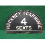 Half round embossed aluminium sign Hackney Carriage Four Seats - 12"