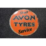 Enamel double sided circular advertising sign for Stock Avon Tyres Service,