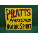 Double sided enamel sign for Pratt's Perfection Motor Spirit,