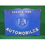 Enamel double sided advertising sign for FN Agents for Automobiles, blue,