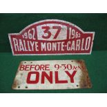 Aluminium Rallye Monte Carlo 1962 No. 37 plaque - 17.