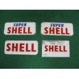 Petrol pump glass plates to comprise: two Shell - 8.5" and 10.25" long and two Super Shell -10.