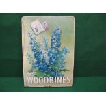 Reinforced hardboard hanging sign for Woodbine Cigarettes featuring a painting of the flowering