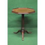 Mahogany tip top occasional table having octagonal shaped top with raised gallery,