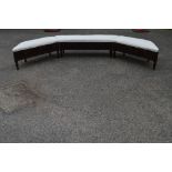Georgian oak three piece bay window seat having padded upholstered seats over a carved front,
