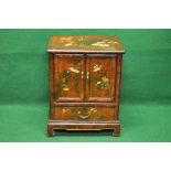 Oriental style lacquered side cabinet having decoration of birds and flowers,