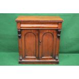 Victorian mahogany chiffonier base having single long shaped drawer over two arched panelled doors