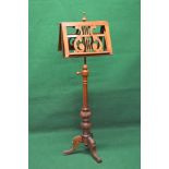 Victorian mahogany double music stand having turned finial over double sided pierced music racks,