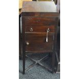 Georgian mahogany night stand the top opening to reveal spaces for wash basin and pots over a