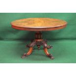 Victorian walnut oval loo table,