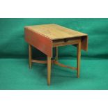 Fruit wood Pembroke table with two drop leaves having a single drawer in the base with turned knob