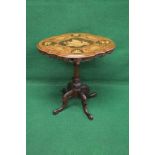 Austrian decorative inlaid occasional table having shaped top inlaid with panels of flowers and