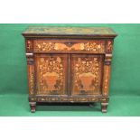 Mahogany marquetry inlaid side cabinet decorated with flowers and butterflies having single drawer