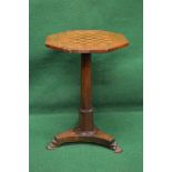 Victorian rosewood chess top occasional table having octagonal shaped top supported on outward