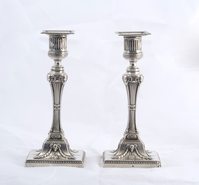 A Pair of Classical Silver Candlesticks