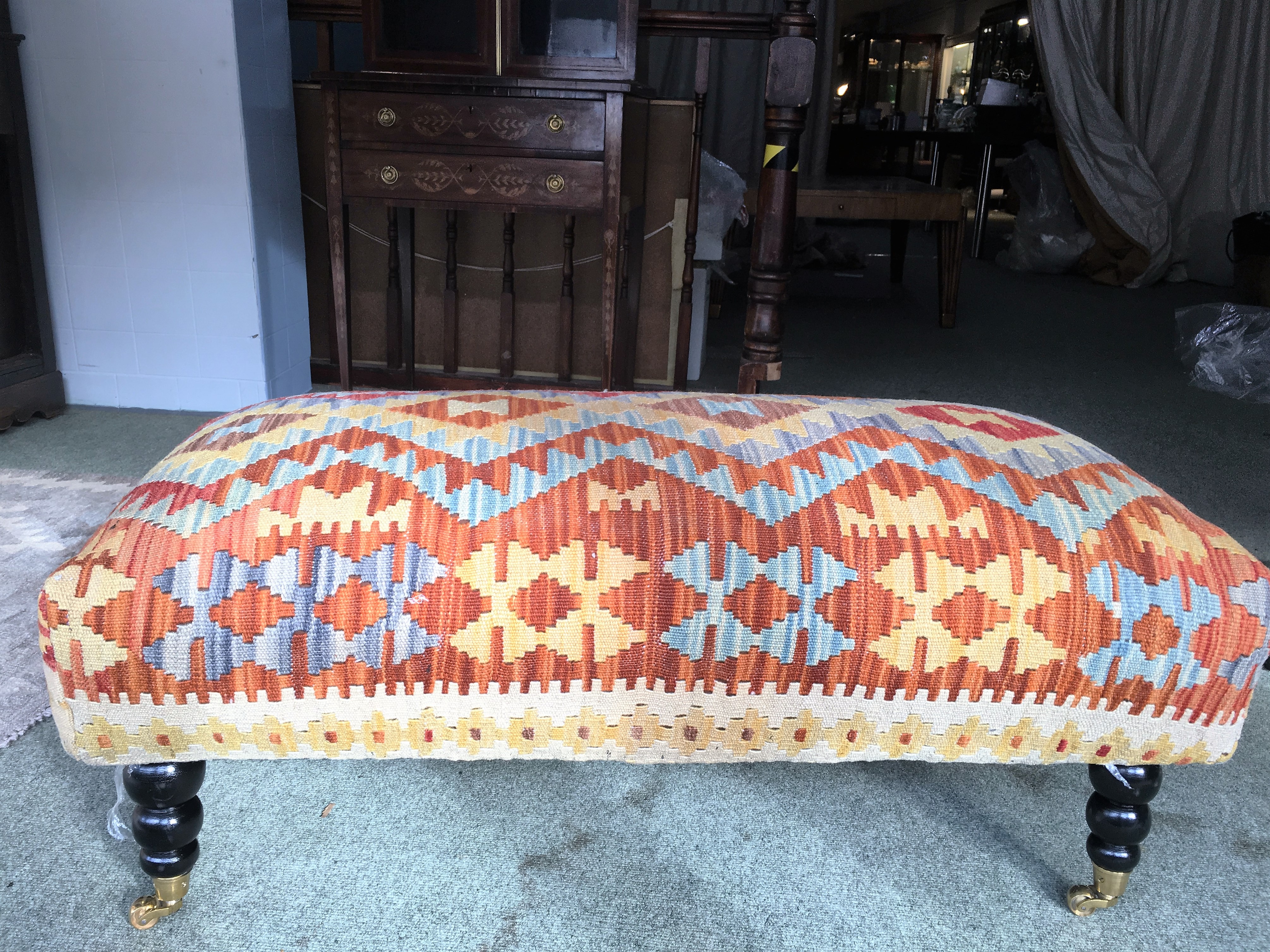 Traditional Kilim Covered Footstool