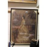 Victorian Hograth Framed and Glazed Watercolour of a Victorian Lady in Evening Gown signed K