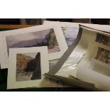 Seven Mounted Watercolour Landscapes and a a Folio of Prints