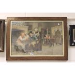 Oak Framed John A Lomax Chromolithograph ' Story of the Elopement '