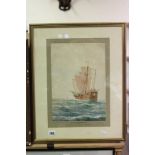 Framed and Glazed Watercolour ' The Revenge - Drake's Ship ' by William J R Outhwaite ABWS