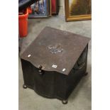 Art Nouveau Copepr Coal Box with serpentine front and fleur de lys deocration