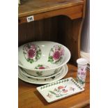 Portmeirion Ceramics - Millennium Rose Bowl, Pomona Small Tray, Botanic Garden Vase and a Holly &