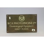 Vintage Bronze Plaque ' RCA Photophone Ltd '