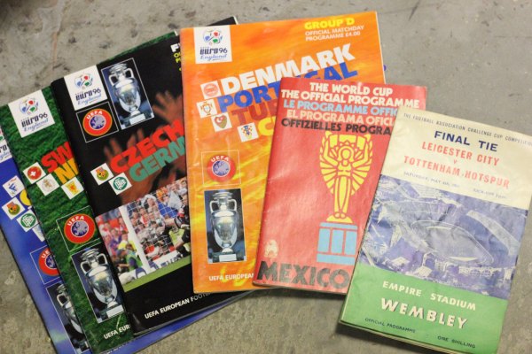 Football Programmes; FAC finals 1961 & 1962, 1970 World Cup Tournament Brochure and 4 x Euro 96'