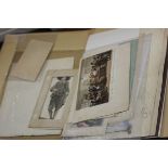 Folder containing Unframed Watercolours to include a portrait of suffragette