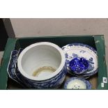 Quantity of Blue and White Ceramics including Oriental Jardiniere with Dragon Decoration