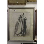 Framed and Glazed Charcoal Portrait of a Robed Man signed Frank O Salisbury