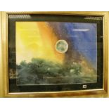 Framed and Glazed Watercolour of the Moon over the Sea signed Nigel Cameron