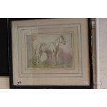 English School, Watercolour Study of a Thoroughbred Horse, mongrammed H.M.C