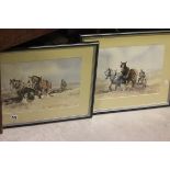 Pair of Eric Day Watercolours depicting Shire Horses Ploughing