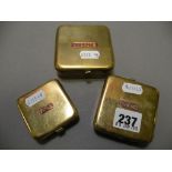 Set of Three Brass Fishing Bait Tins