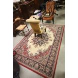 Contemporary Red and Cream Floral Patterned Rug