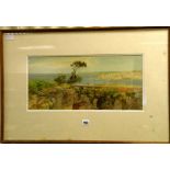 Watercolour Painting of Mediterranean Coastal Scene signed John Varley