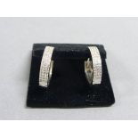 Pair of Silver & CZ hoop earrings