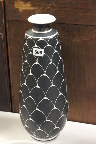 Retro Larholm of Norway black & white tall vase