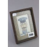 Small Framed and Glazed Watercolour Portrait of a Military Officer signed J W 1907