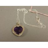 Silver heart shaped Amethyst necklace