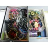 Two boxes of mixed costume jewellery