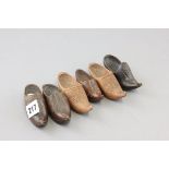 Collection of Six Continental Carved Wooden Shoes