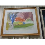 Framed & glazed watercolour by Roscoe Oszman entitled 'Dunofland'