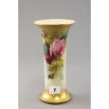 Royal Worcester vase, gilded & hand painted with roses green mark G932 to base, signed  E S