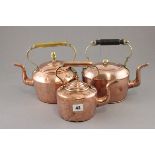 Three Vintage Copper Kettles